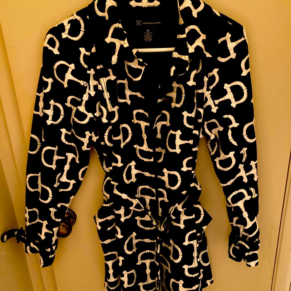 International Concepts (INC) jacket with snaffle bit design. Belted waist.